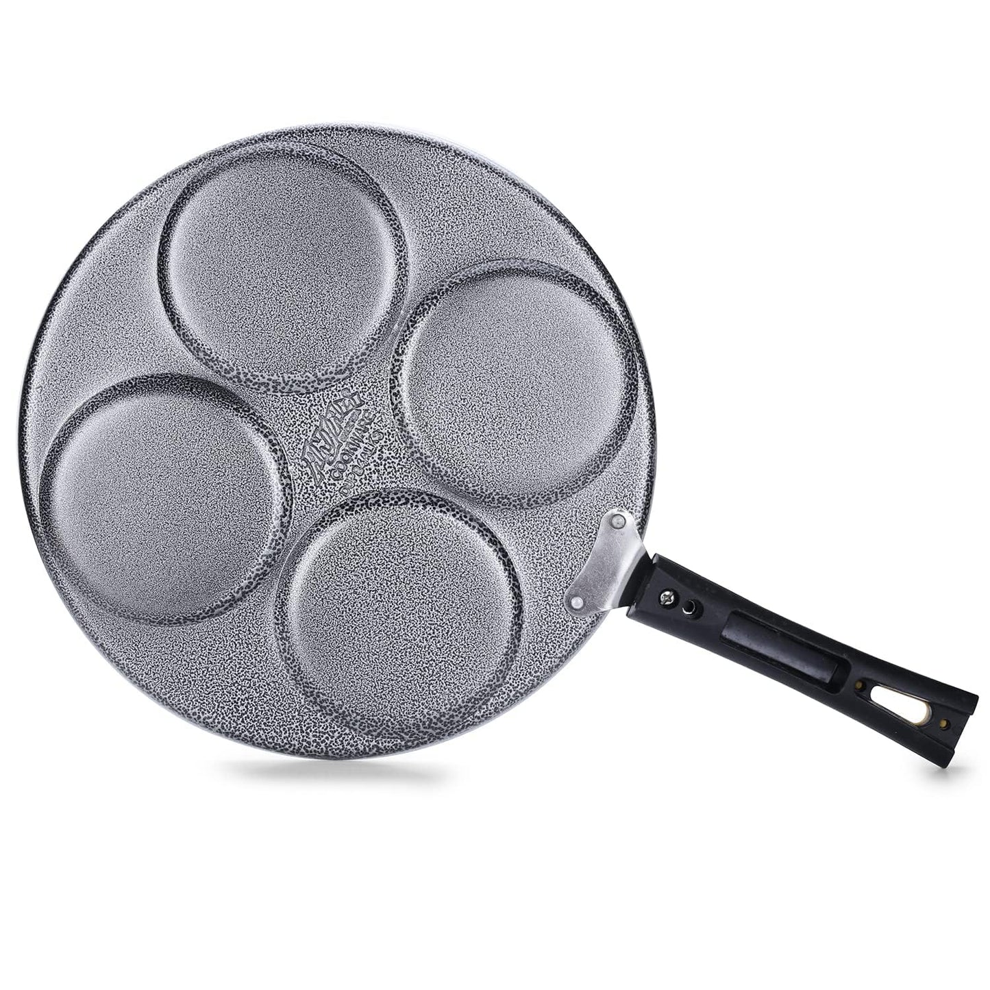 apsara kitchenware Diamond Aluminium Dura Big Non Stick Uttappa Tawa 4-Cavity with Handle for Mini Uttappa, Mini Pancake Maker, Mini Crepe Pan, Idli Pan Multi Snack Maker-Black