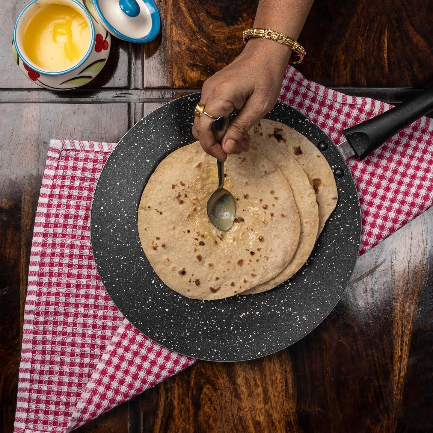 Senora Hammerton Coated Nonstick Concave Tawa 280 MM I PFOA Free I Induction Bottom I 100% Pure & Toxin-Free I Food Grade Surface I Gas Stove Compatible