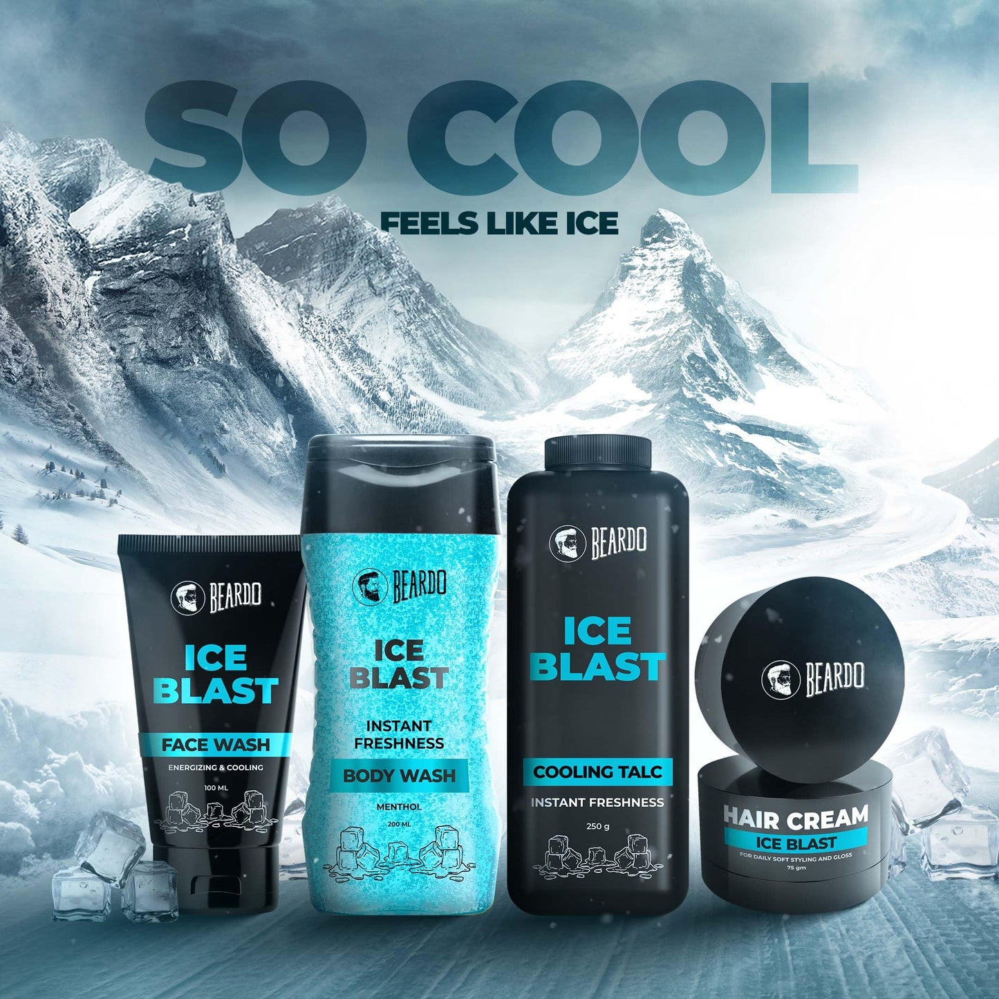 BEARDO Ice Blast Cooling Facewash for Men, 100 ml | INSTANT Icy freshness | Aloe Vera Face wash, Vitamin E & Menthol for cool lock technology | Refreshing & Hydrating facewash