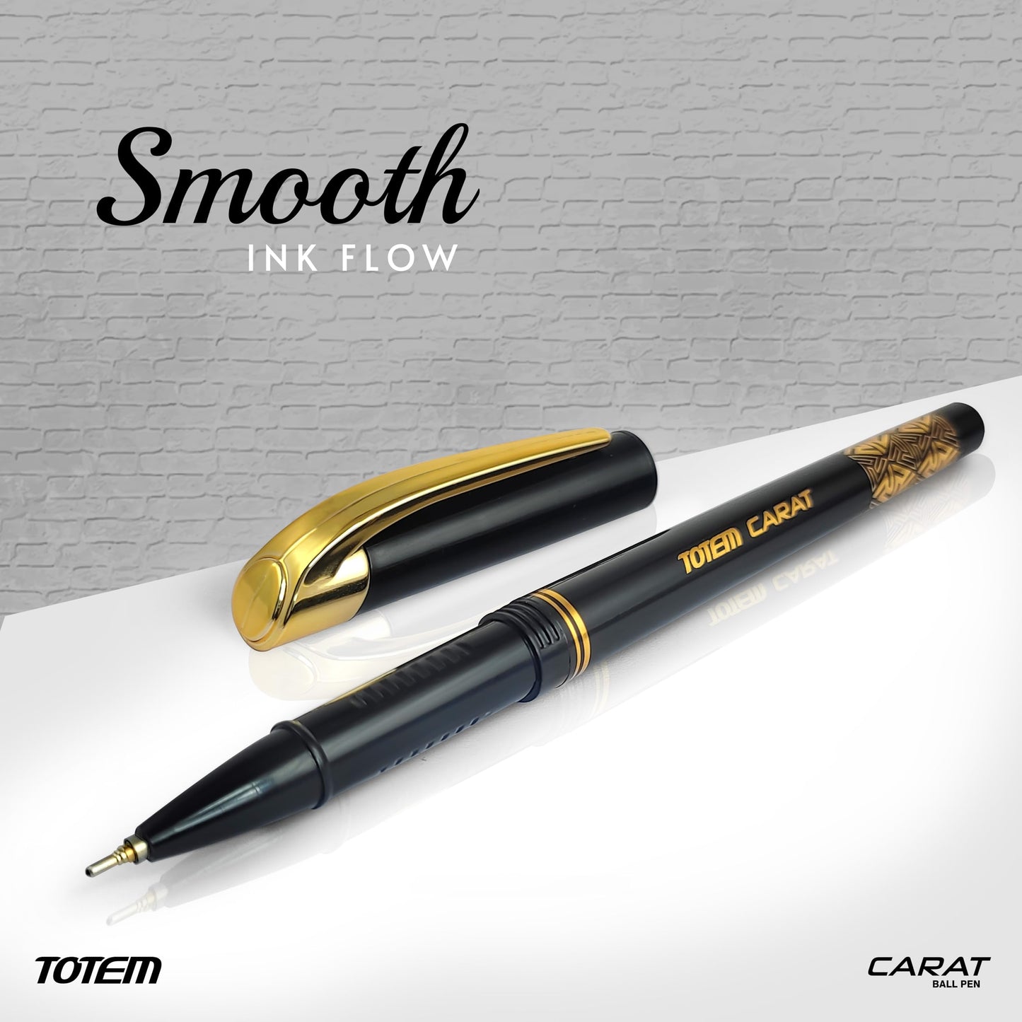 TOTEM Carat Tumbler | 50 Pens (42 Blue Ink & 8 Black Ink) | Elegant Body Design | Golden Clip | 0.7 mm Tip | Pens for Writing | Ideal for Students and Exams Use | Smooth Ink Flow | Office Stationary