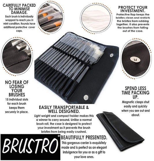 Brustro Artists’ Mixed Hair Brush Set of 15 IN PU BAG