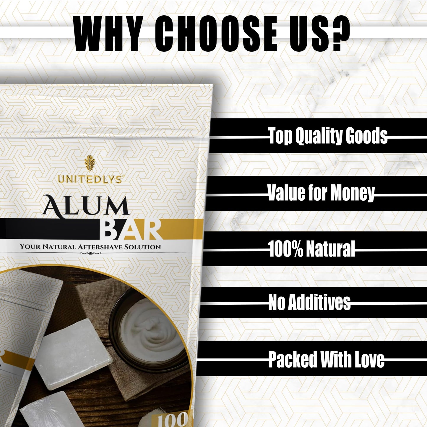 Unitedlys Alum Stone Bar 100g with Travel Case| Natural Fitkari Stone for Skin Tightening & Water Purification | Crystal White Alum Bar for Underarms & Shaving | Gentle & Effective Phitkari Stone Bar