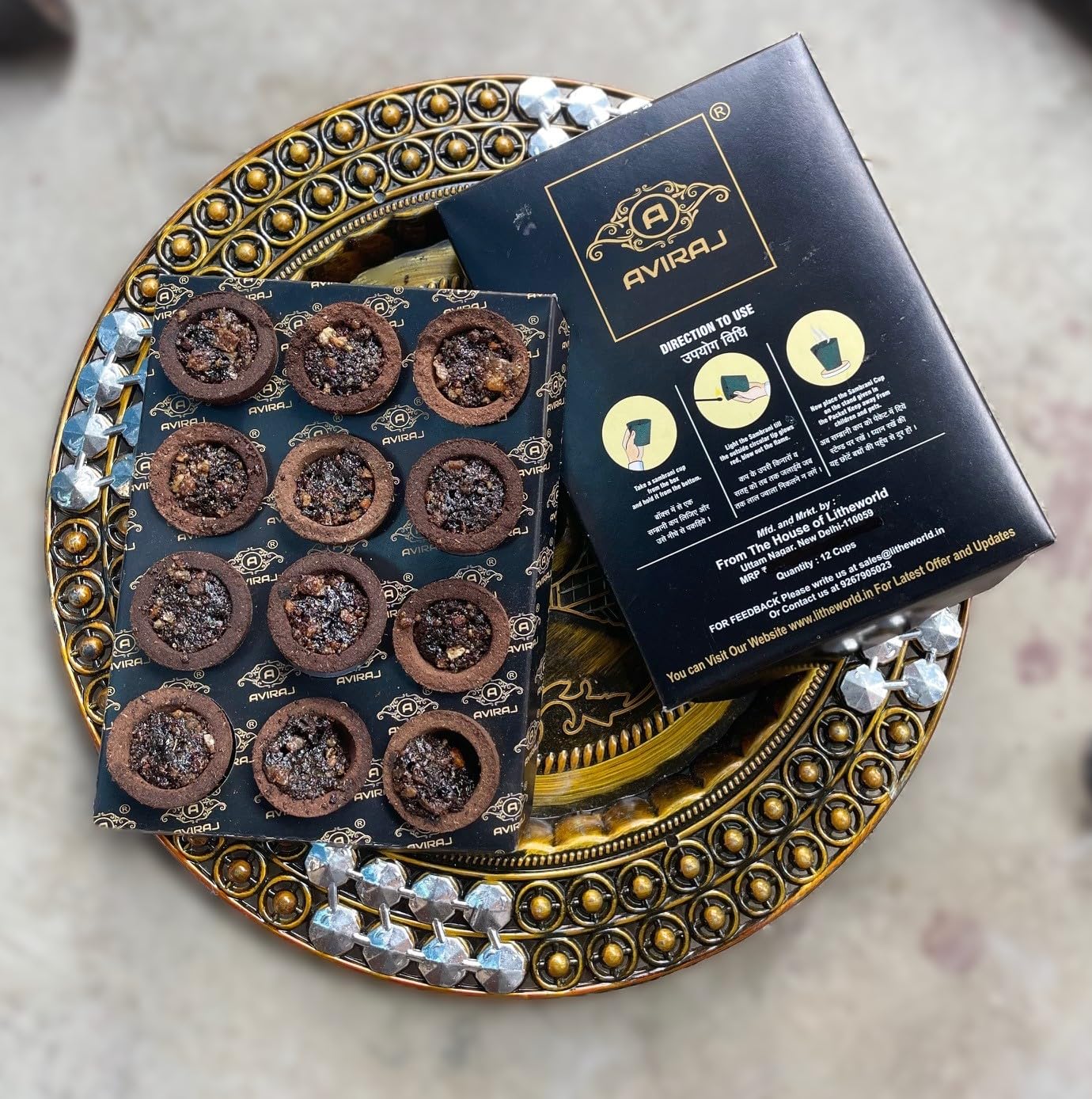 Aviraj Loban Cups Dhoop for Pooja (72 Cups) | Havan Cups for Pooja | Natural Guggal/Sambrani Cup Dhoop Original | Charcoal Free | Pack of 6 Trays