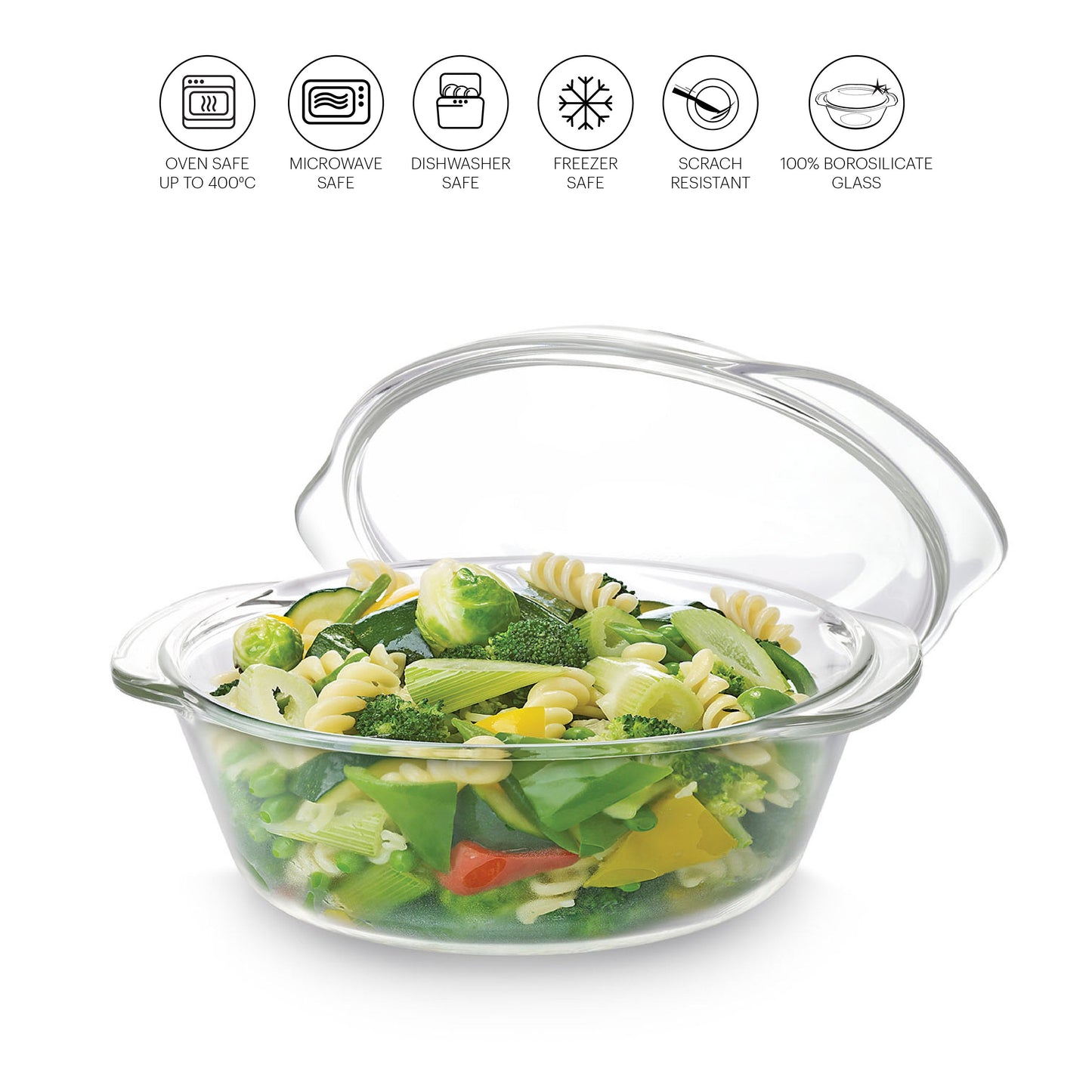 Angelica Round Casserole With Lid, 1100ml