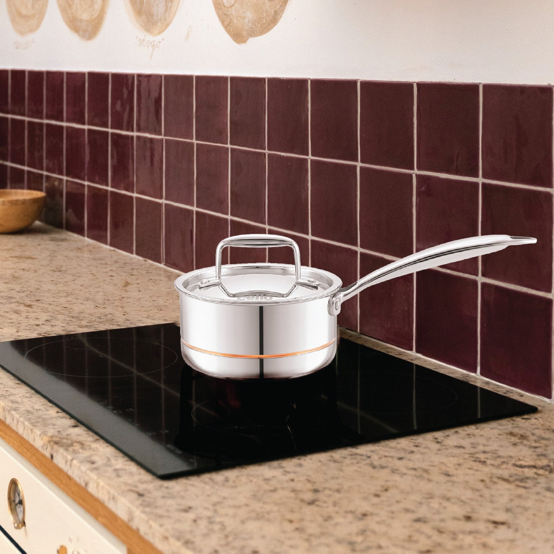 Silver|5-Ply Stainless Steel Sauce Pan with Lid / 1 Litre