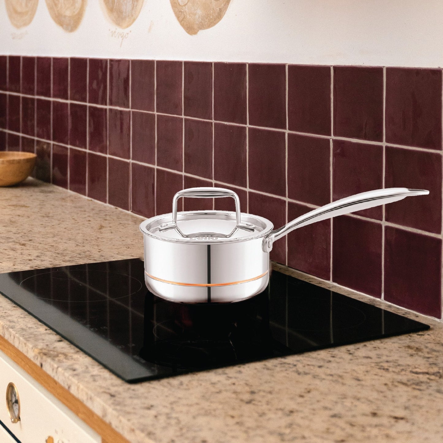 Silver|5-Ply Stainless Steel Sauce Pan with Lid / 2.2 Litres