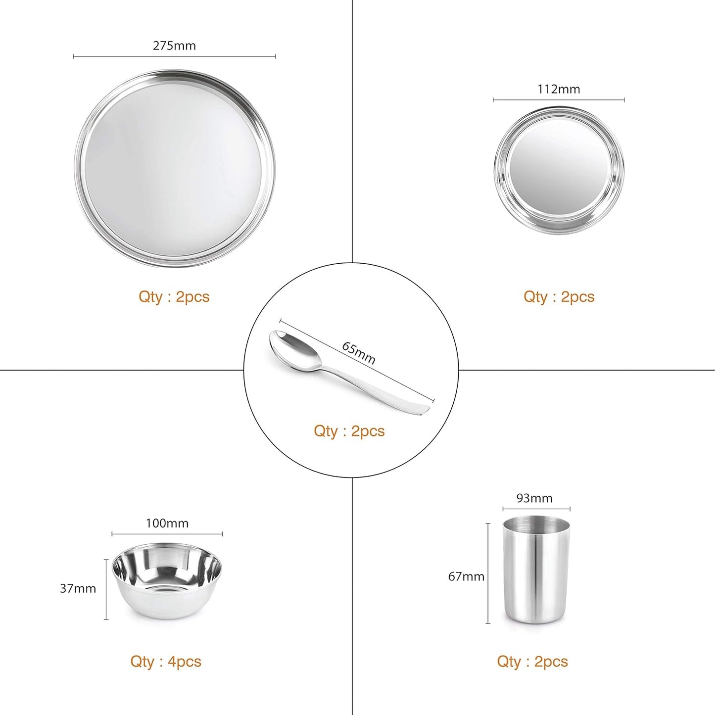 Steelox 12 Pieces Stainless Steel Dinner Set for Family of 2