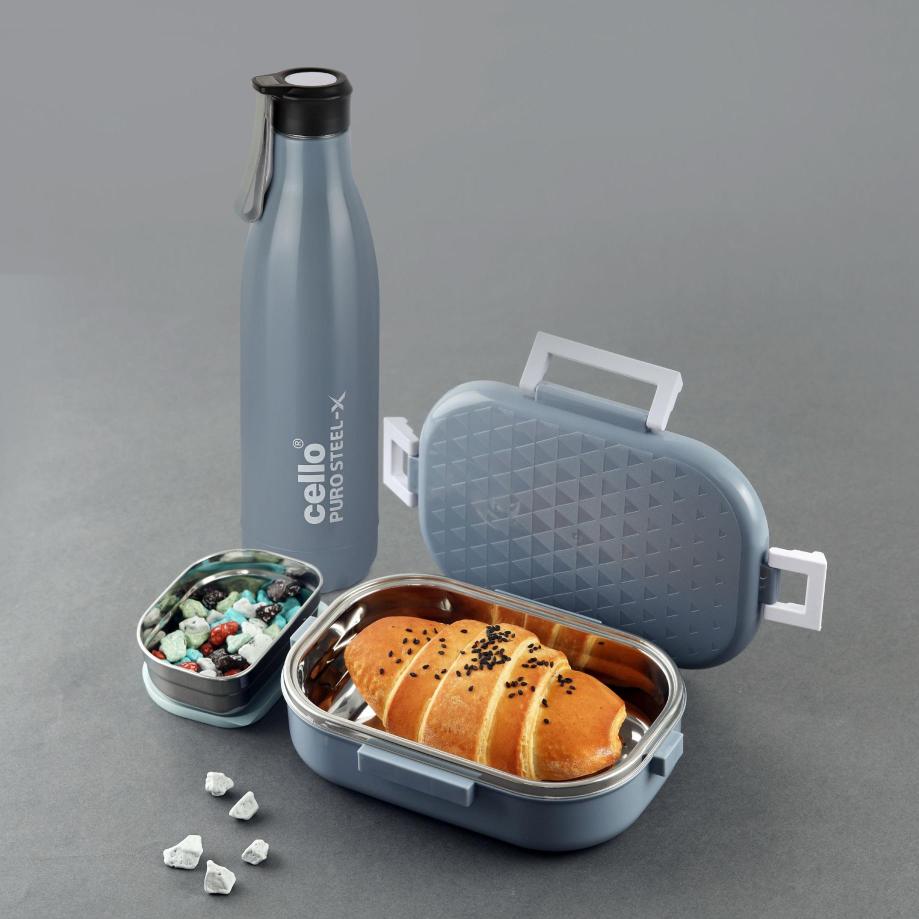 Grey|Altro Neo Lunch Box & Water Bottle Set
