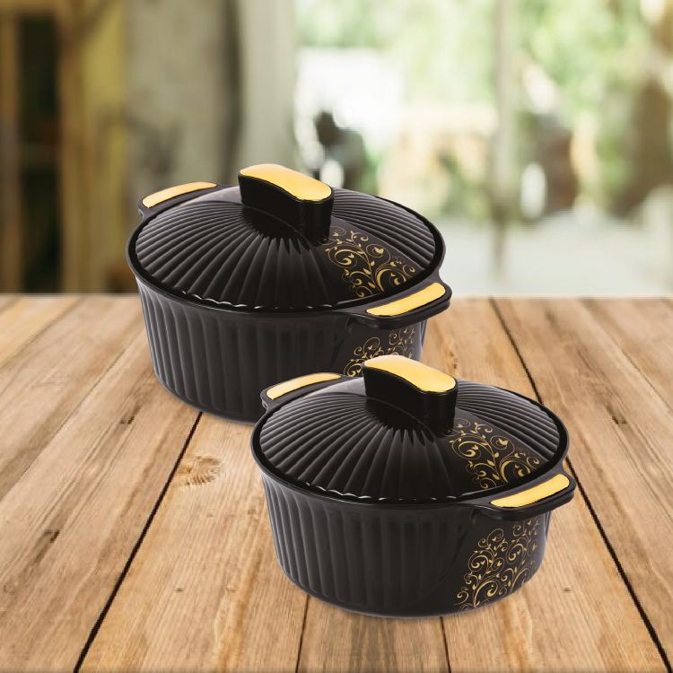 Black|Sonet Insulated Casserole, Set of 2 / 1000ml