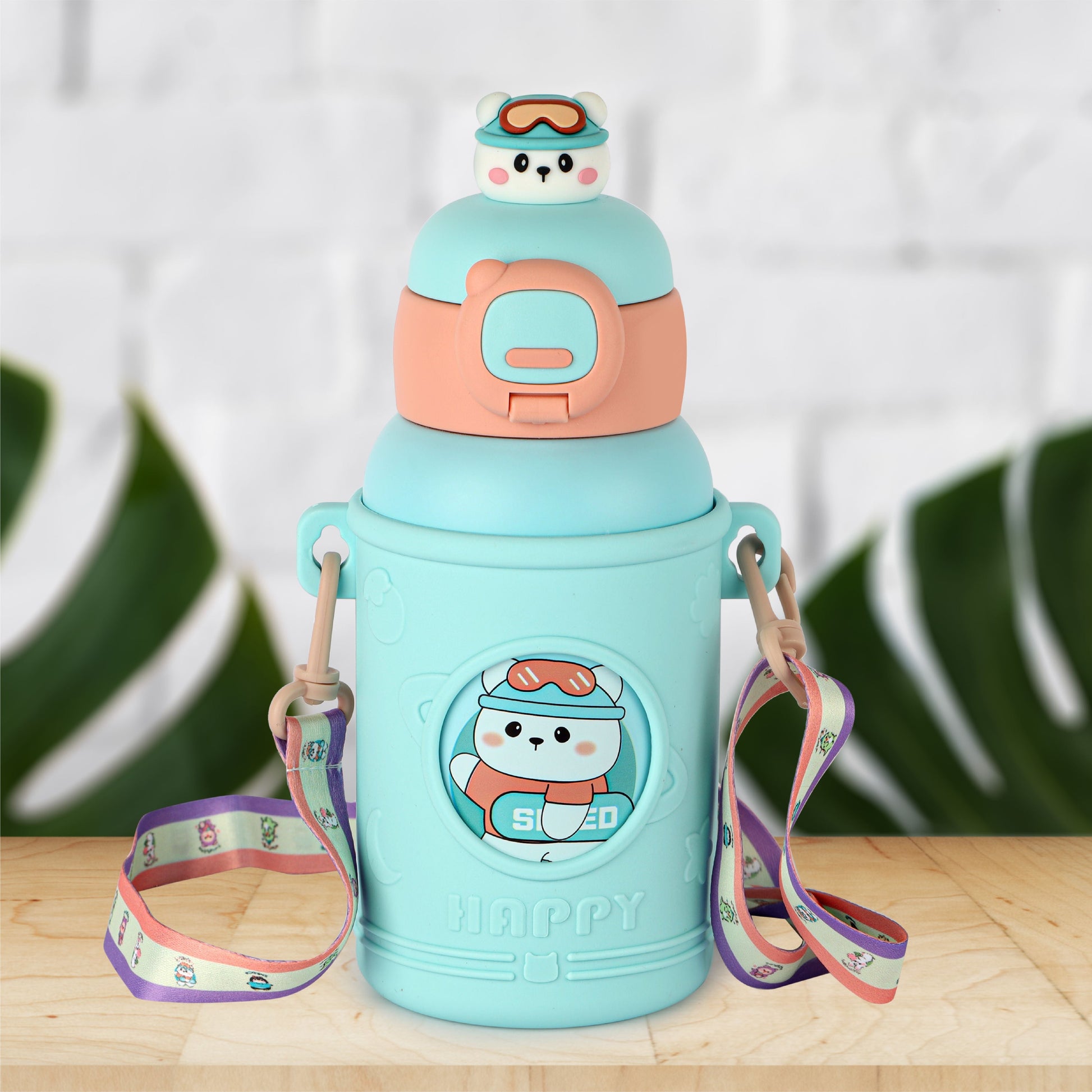 Blue|Babybop Hot & Cold Stainless Steel Kids Water Bottle, 500ml / 500ml
