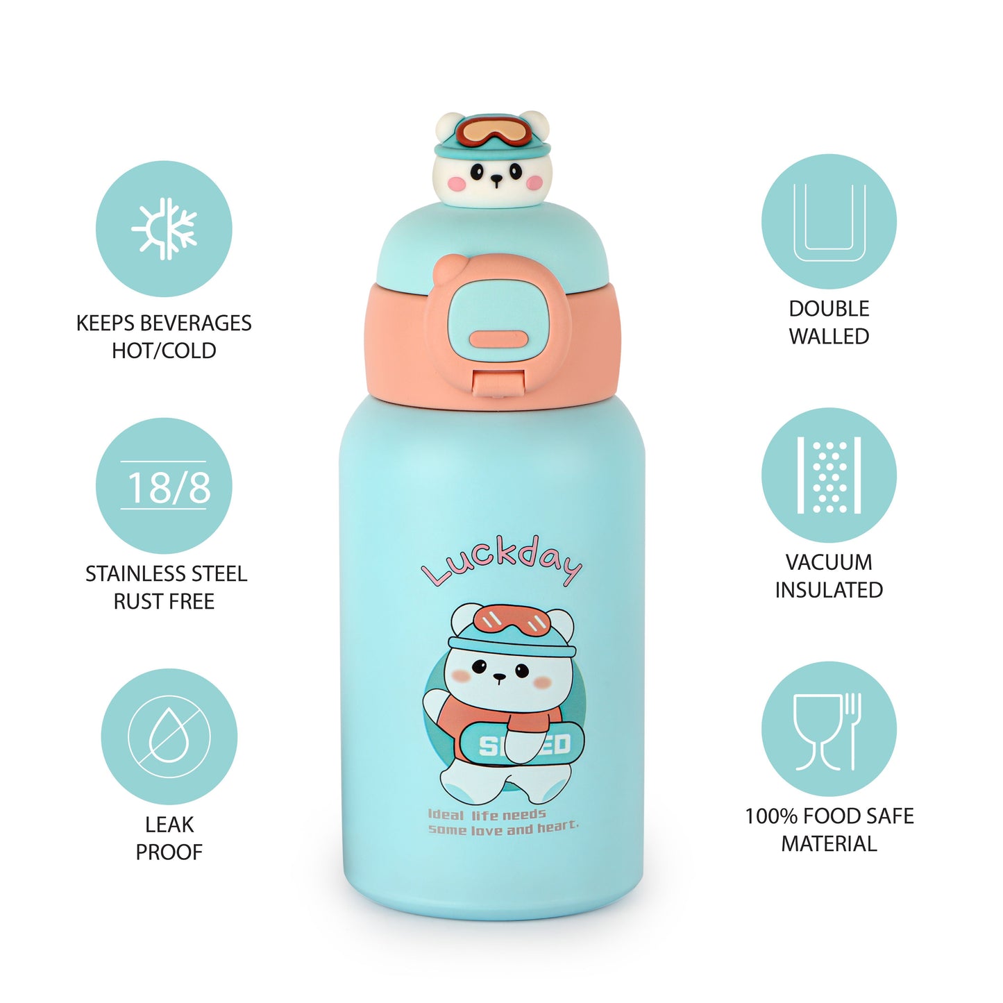 Babybop Hot & Cold Stainless Steel Kids Water Bottle, 500ml
