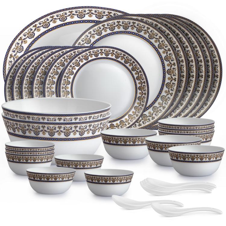 Solitaire 33 pc AB Series Dinner Set Family of 6, Blu