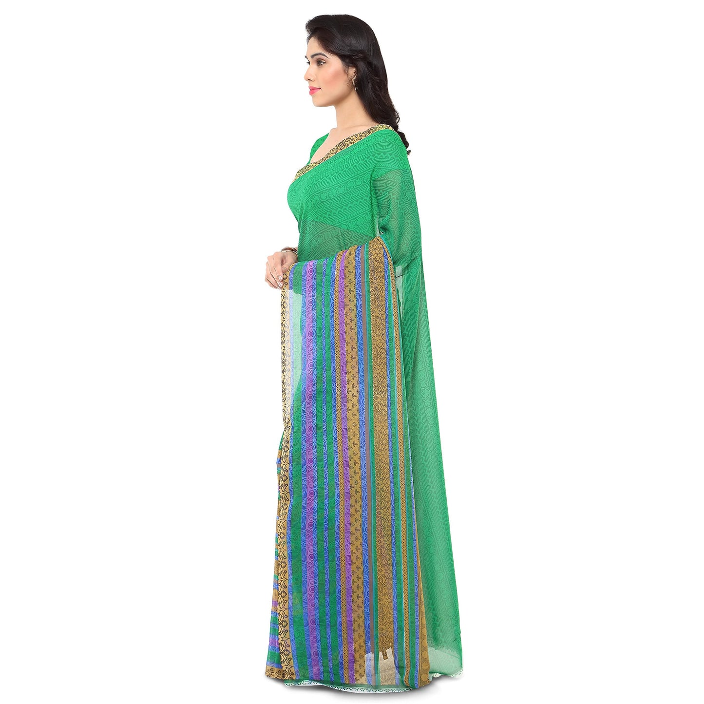 Anand Sarees Women's Georgette Saree With Blouse Piece (1164_4_green_free Size_green)