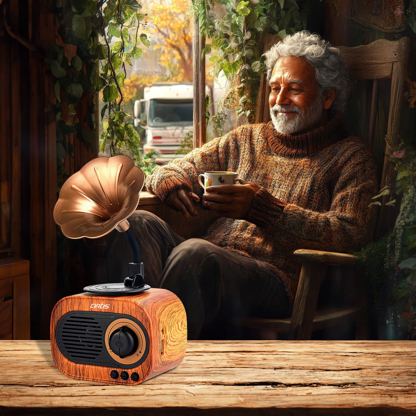 Artis BT12 Classic Retro Wireless BT Speaker with FM/USB/AUX in & Hands Free Calling (5W RMS Output)