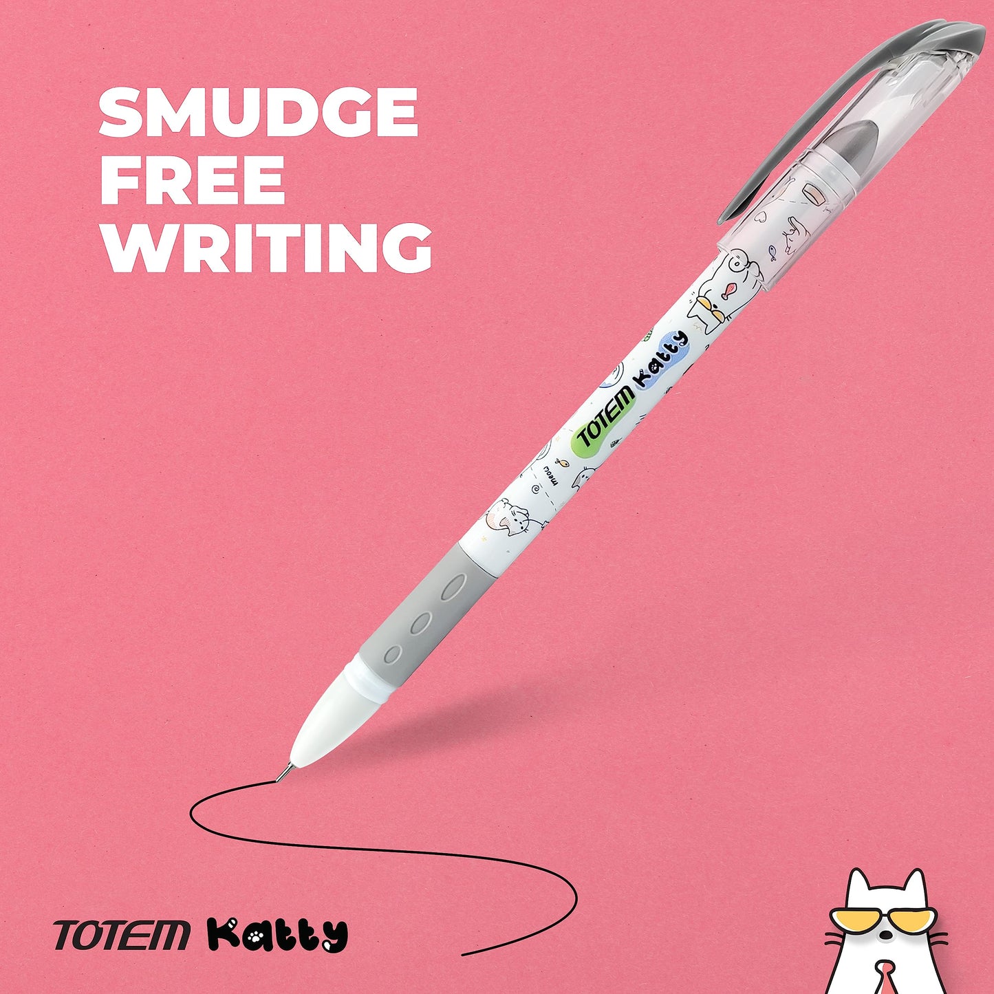 TOTEM Katty Ball Pens | 20Pcs Black Ink | Gifts for Stylish Girls & Women|Pens for Writing|0.5 mm Tip Ball Pens Pack|Smooth Writing Pastel Pens|Stationery Set for Students|Ball Pens Set