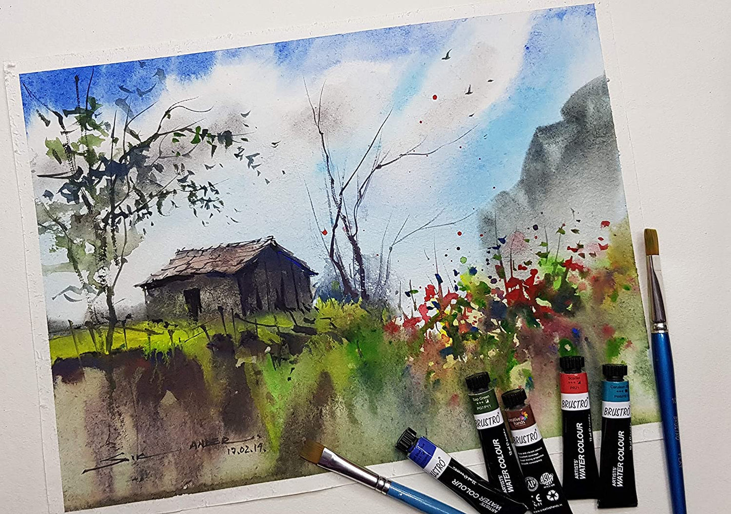 BRUSTRO ARTISTS' WATERCOLOUR SET OF 24 COLOURS X 12ML TUBES