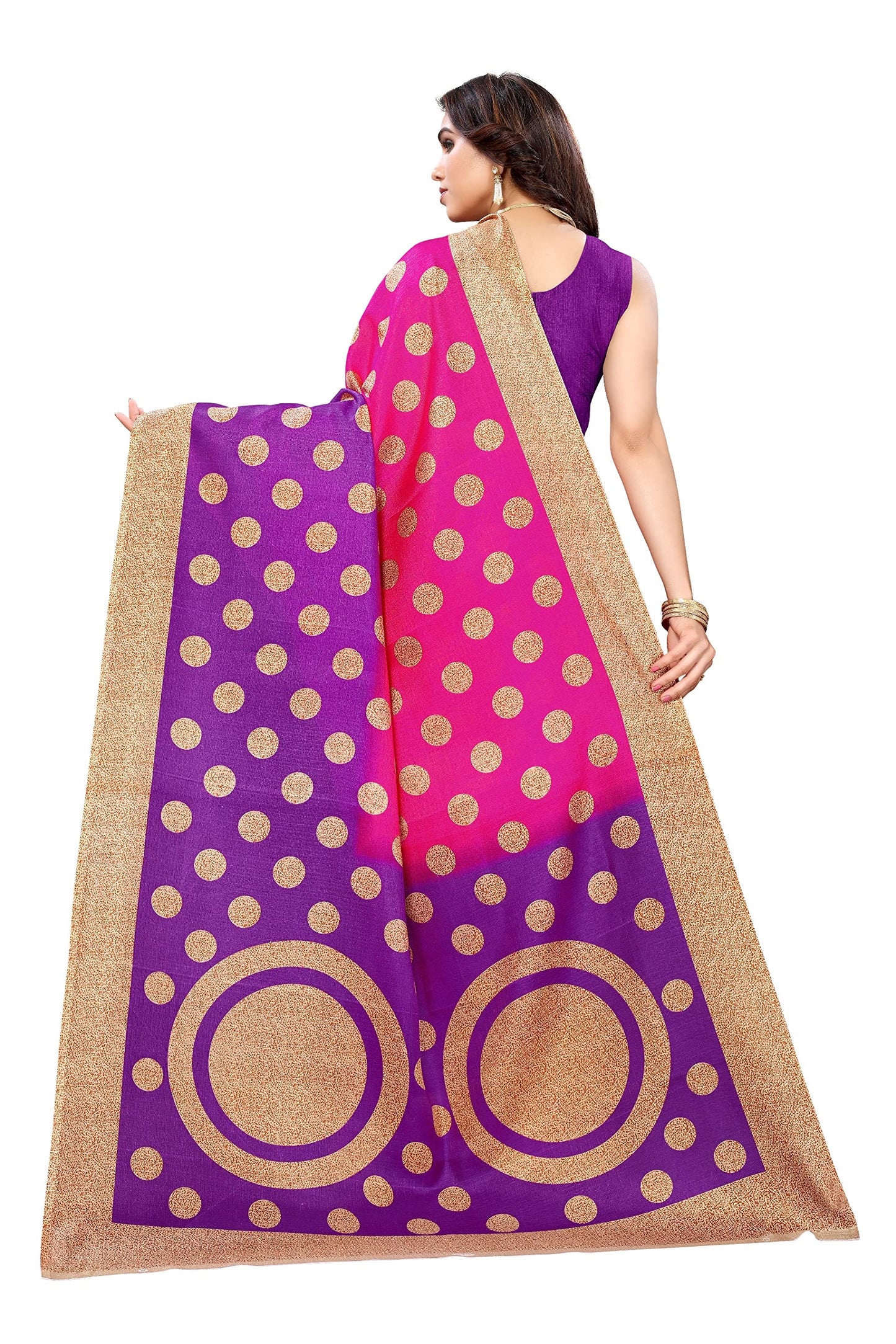 Tarshika Women's Art Silk Printed Saree With Blouse Piece(KORA PINK_Free Size)