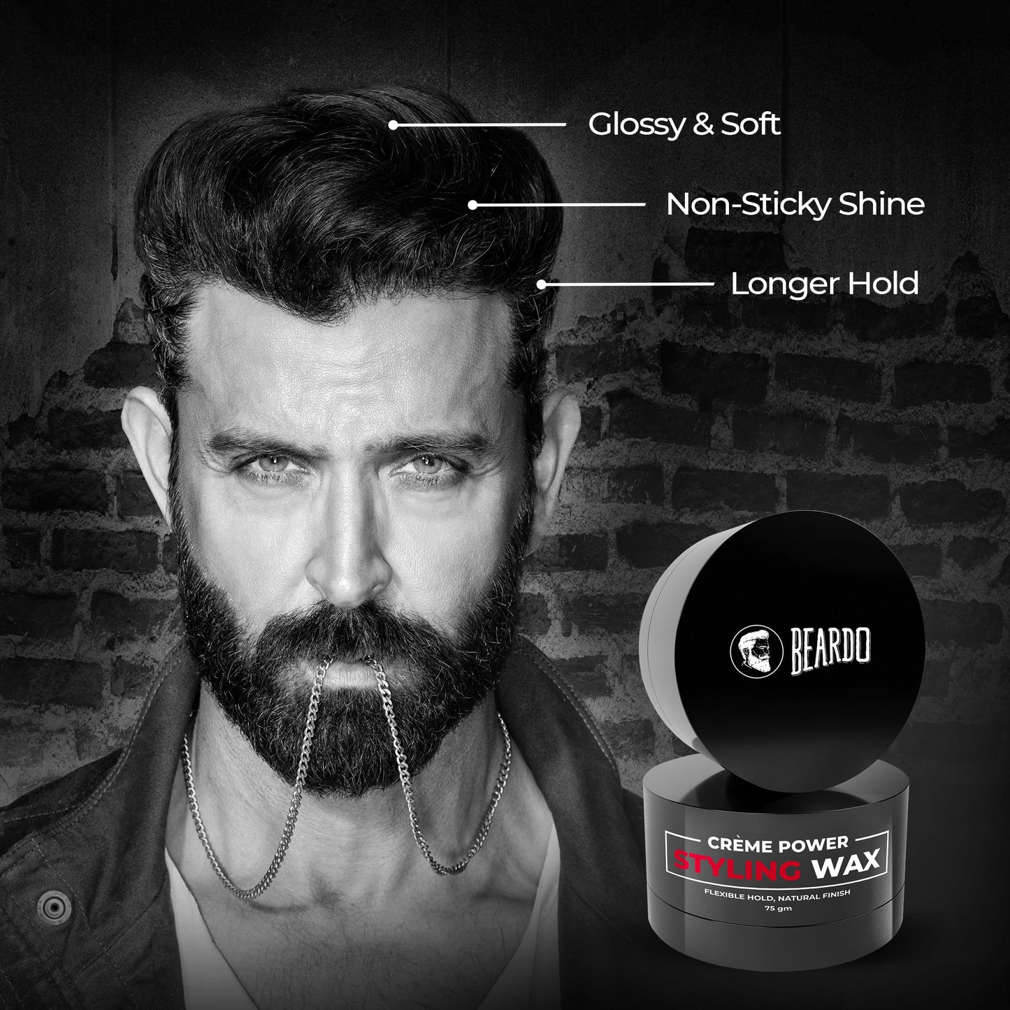 4x Beardo Creme Power Styling Wax, 75 gm each - Pack of 4