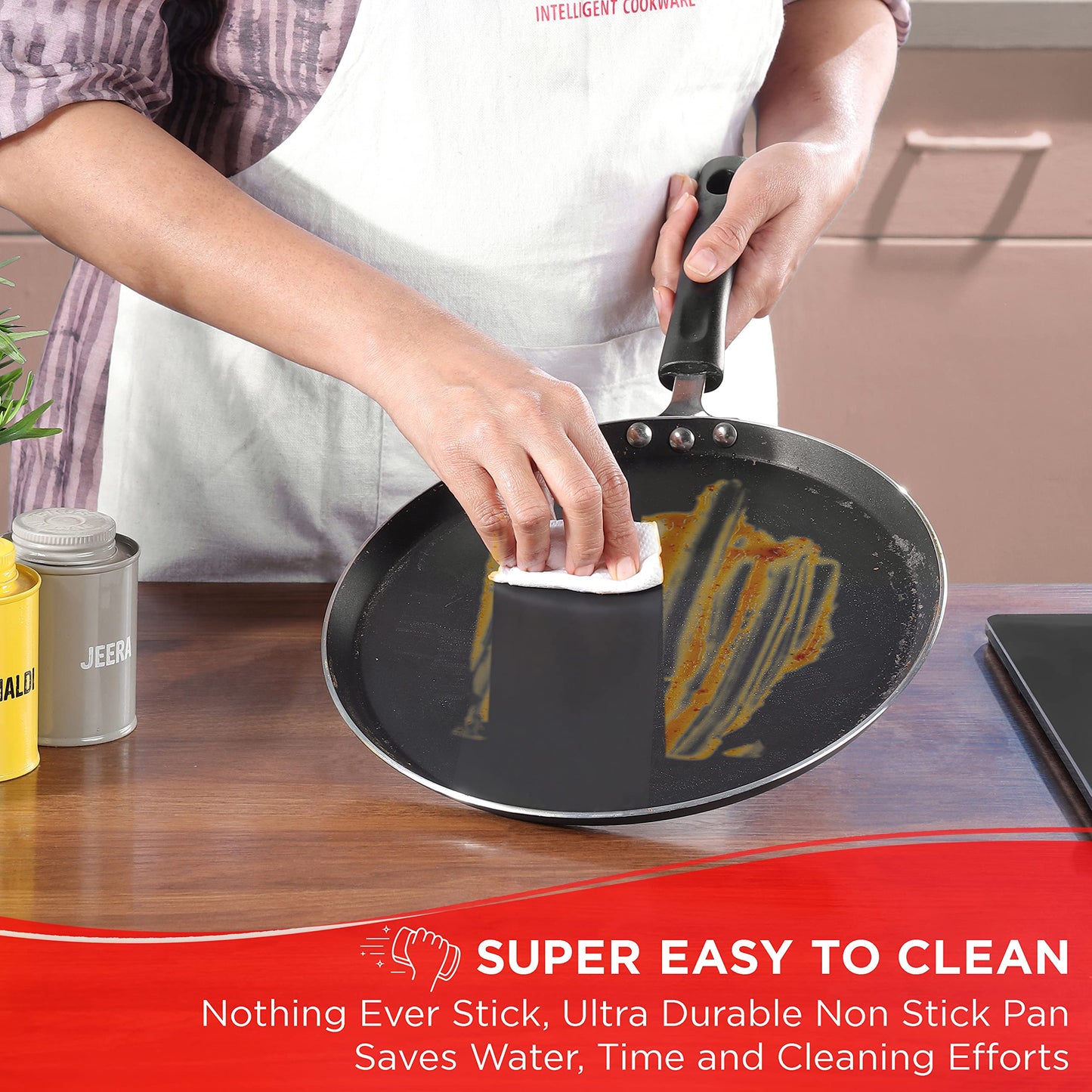 Vinod Zest Aluminium Non Stick Dosa tawa - 32 cm | Flat Bottom Tawa | 5 mm Extra Thick | 3 Layer Ceramic Coating | Metal Spoon Friendly | Gas Base - 2 Year Warranty