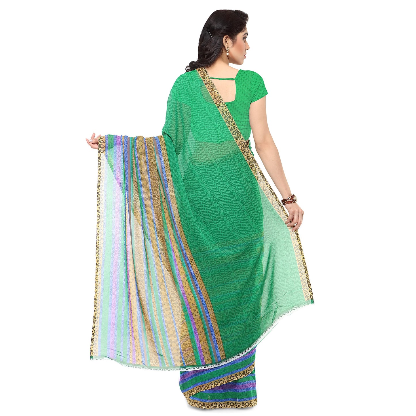 Anand Sarees Women's Georgette Saree With Blouse Piece (1164_4_green_free Size_green)