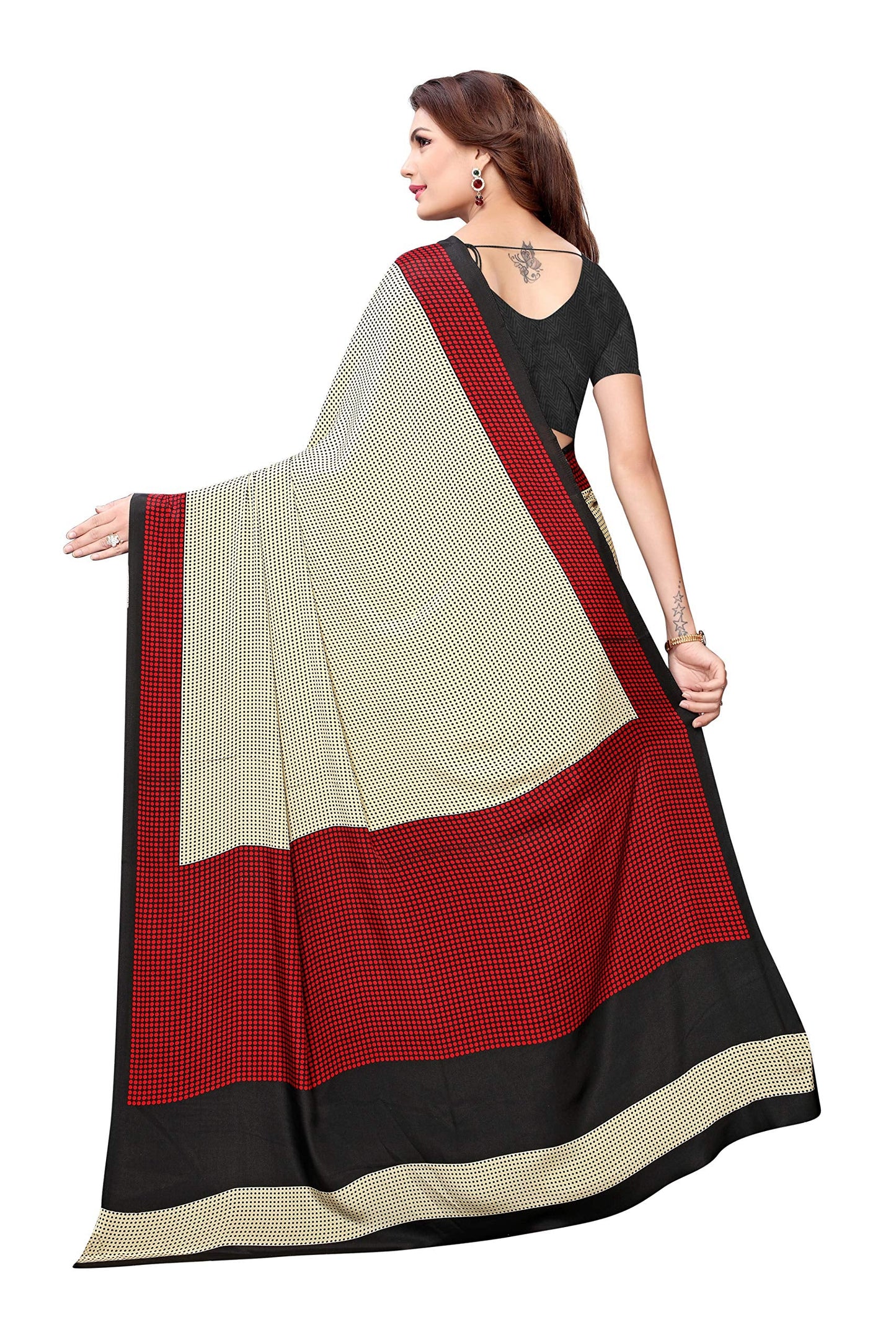 Shubhisha Fashion Art Silk with Blouse Piece Saree (Sahara-Black Free Size)