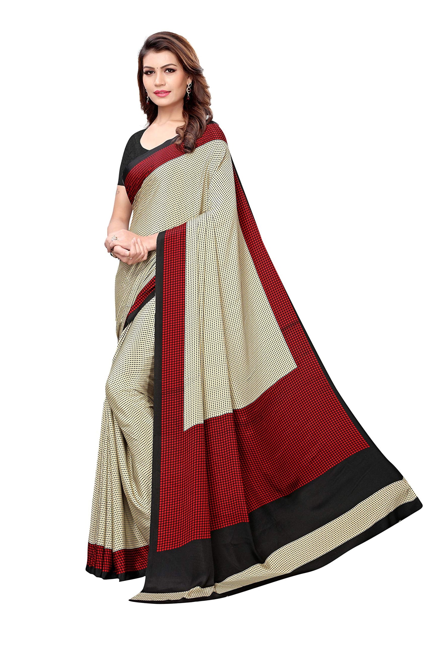 Shubhisha Fashion Art Silk with Blouse Piece Saree (Sahara-Black Free Size)