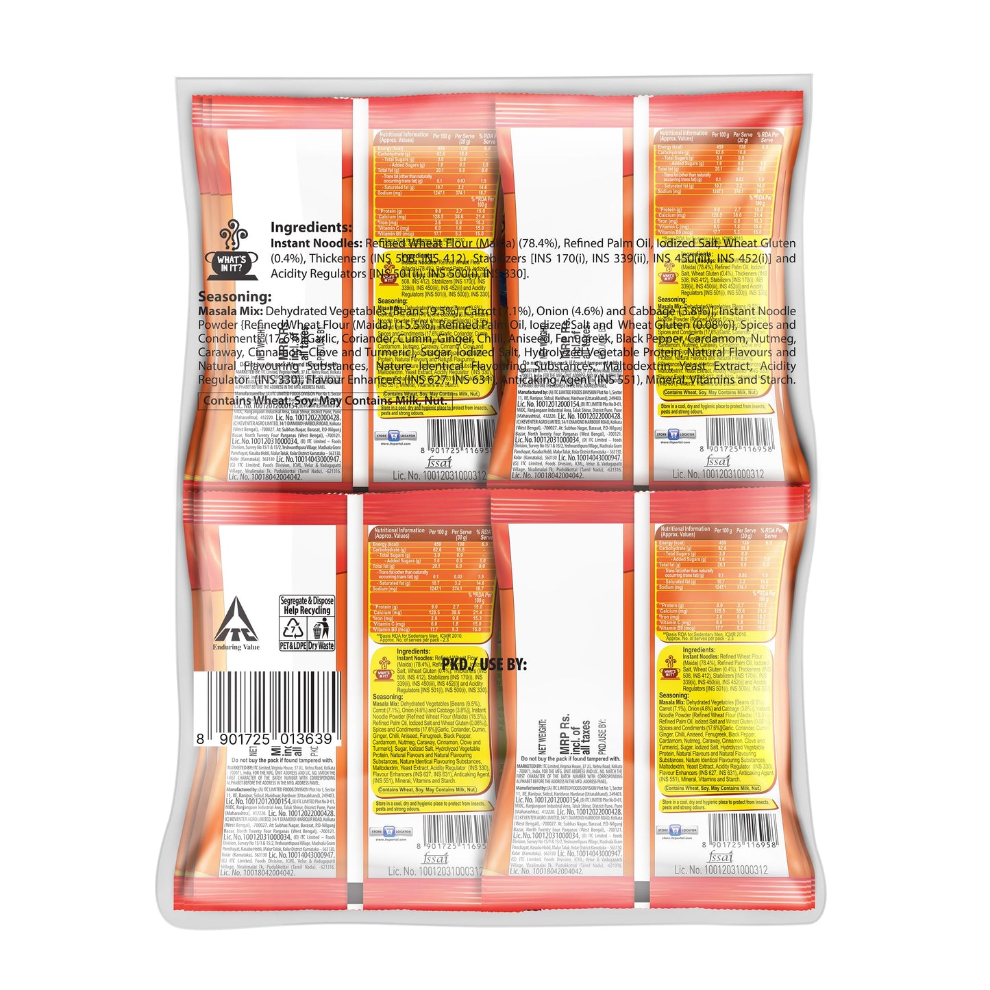 Sunfeast YiPPee! Magic Masala, Long, Non-Sticky Instant Noodles | With Real Vegetables 12 in 1 Pack | 720g/840g (weight may vary)