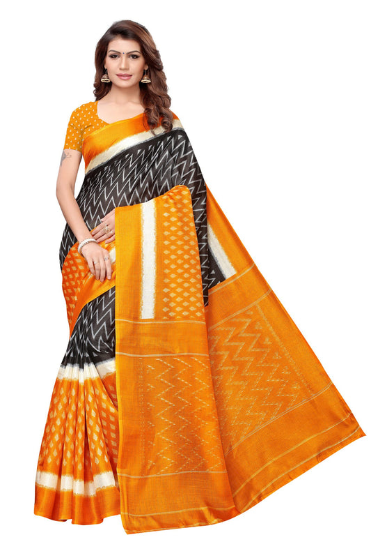 Yashika women's Georgette light weight saree with blouse piece (Multi-Color_Free_Size) SDPL-SNAP MUSTARD