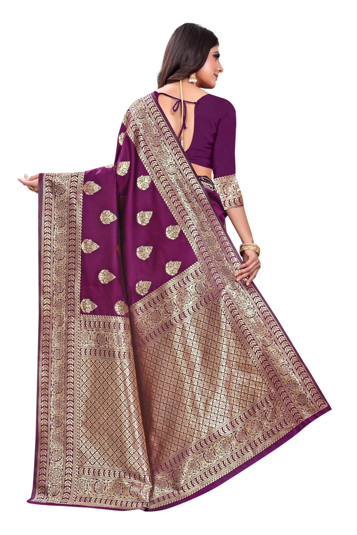 Sugathari Women's Banarasi Saree Pure Kanjivaram Silk Saree Soft new ladies 2023 Design Wear Pattu Sarees Latest Cotton Party Sari collections With Blouse Piece for Wedding sadi (SAM PARI-120 WINE)