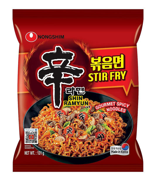 25x Nongshim Stir Fry Shin Ramuyn Instant Noodles, Gourmet Spicy, Pack of 25 - 131 g