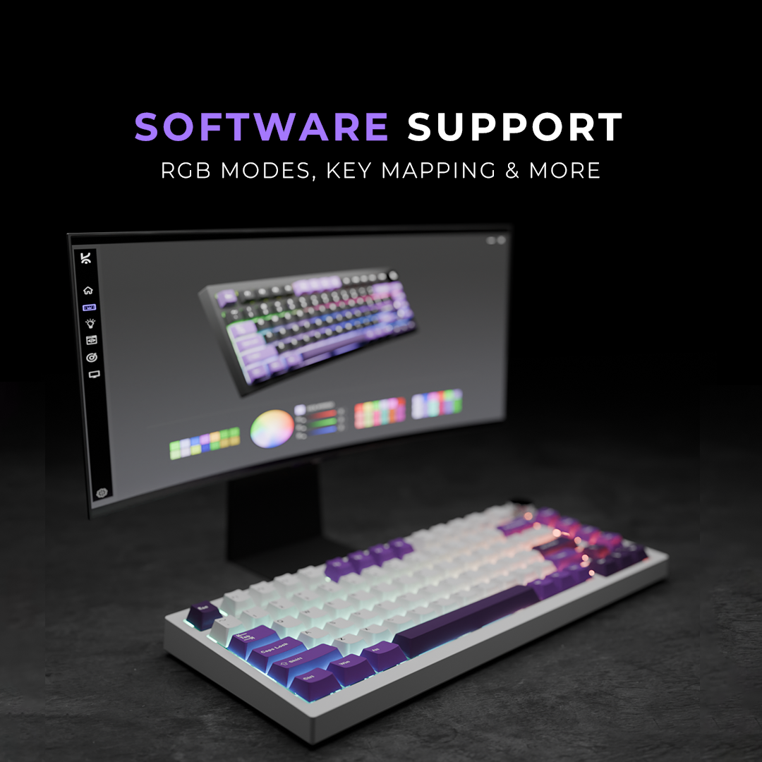 Swarm White Purple Wireless Gaming Keyboard