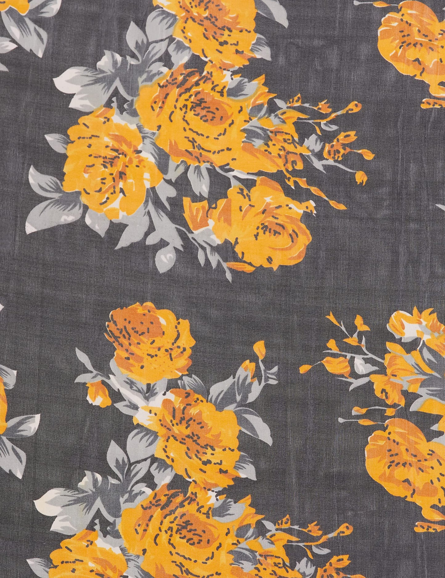 Tarshika Women's Yellow Floral Printed Georgette Saree with unstitched blouse piece(FLORAL YELLOW_W_Free Size)