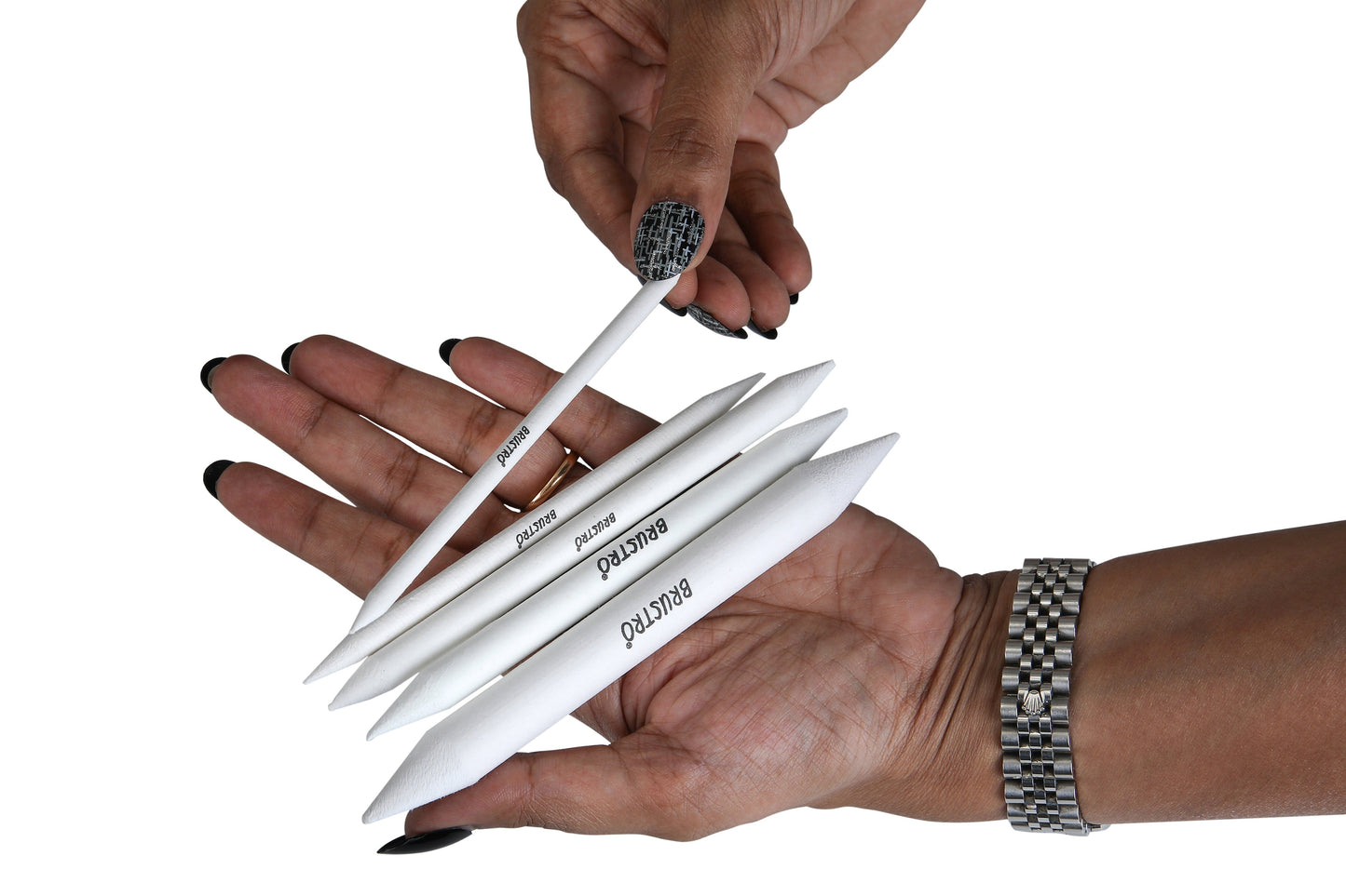 BRUSTRO Blending Stump | Set of 5 | White | Both End Pointed, Ideal for Students, Artist, Charcoal, Sketch, Drawing Tools, Smooth Blending , Mixing &Shading