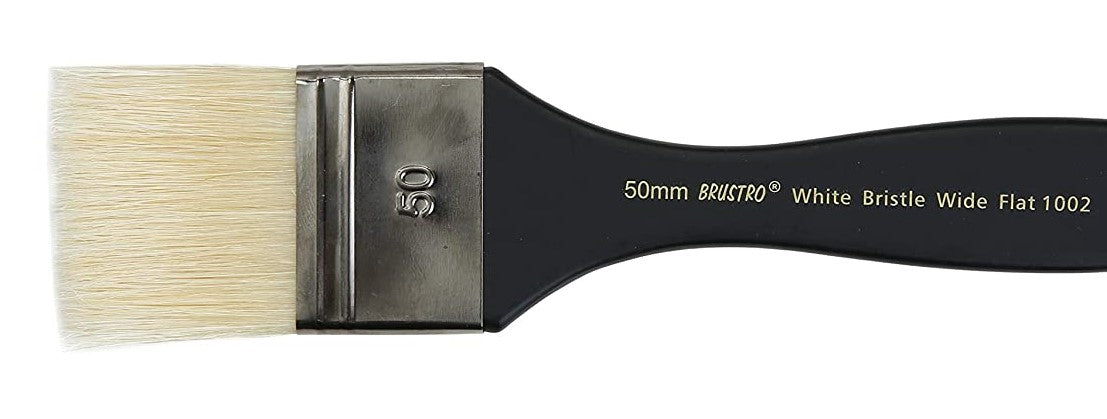 Brustro Artists White Bristle Wide Flat Brush - Series 1002 - Size - 50MM (for Oil & Acrylic)