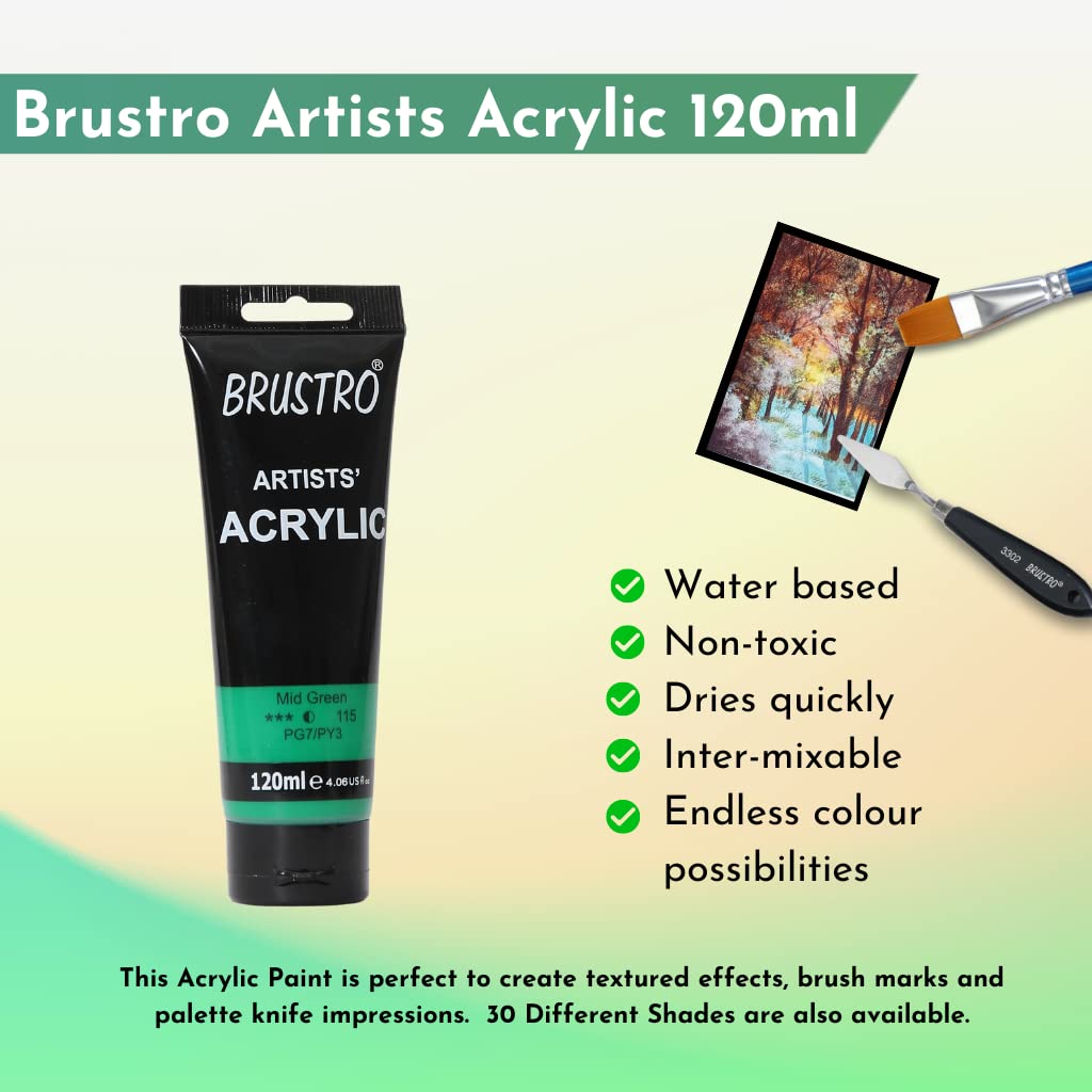 Brustro Arists' Acrylic 120ml Mid Green