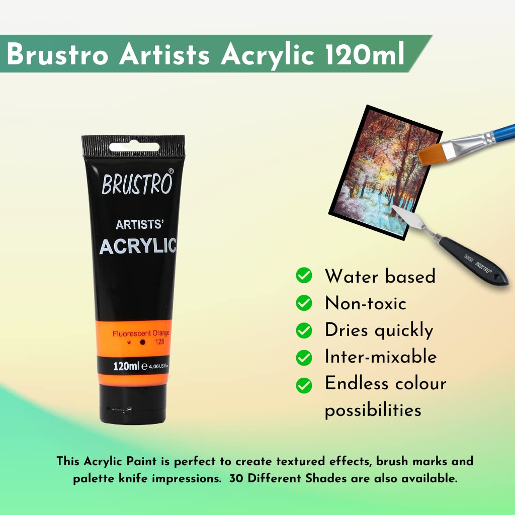 Brustro Artists' Acrylic 120ml Flourescent Orange
