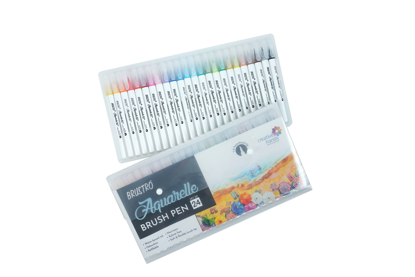 BRUSTRO Aquarelle Brush Pen | Set of 24 | Refillable, Art Markers for Students, Adults, Colouring Pens, Colors, Art Supplies, Paint, Pastel, Doodling, Marker, Drawing, Calligraphy
