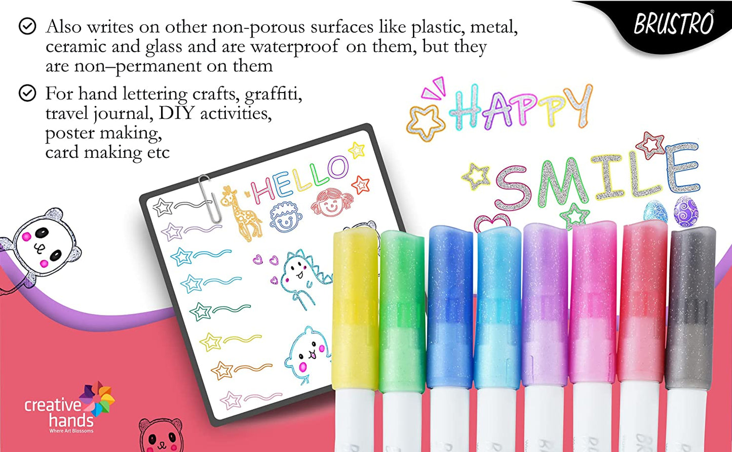 BRUSTRO Self Outline Metallic Marker Set Of 8