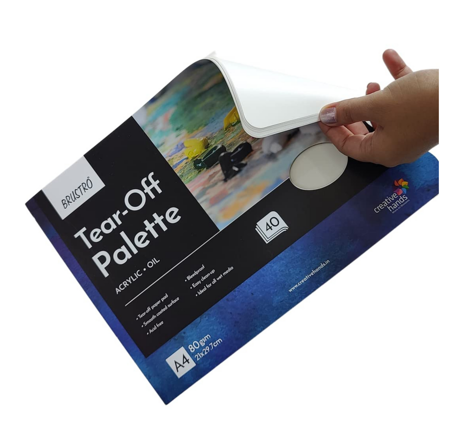 BRUSTRO Artists ’ Acrylic Colour Set of 24 with Gold Taklon Brush Set of 10, Acrylic Paper 400 GSM A4-12 Sheets and an A4 Size Tear Off Paper Palette.