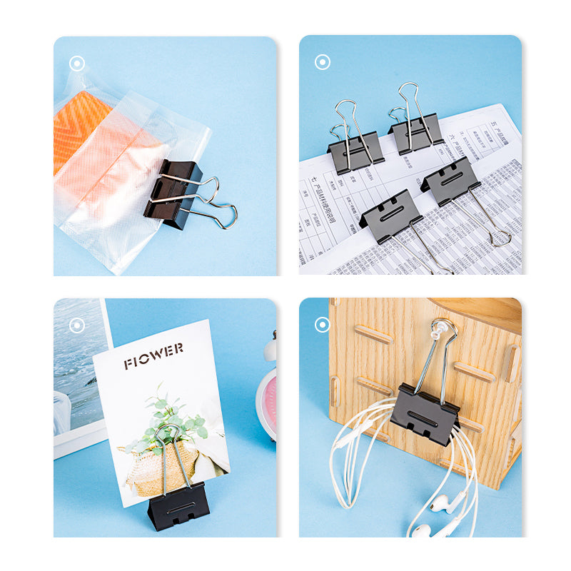 BRUSTRO Assorted Clip Box | Includes 120 Paper Clips-28mm & 56 Binder Clips (25mm- 6 pcs| 19mm- 15 pcs| 15mm- 35pcs) | Home, Office, Stationery use, Ideal for Students and Adults, Reusable, Flexible