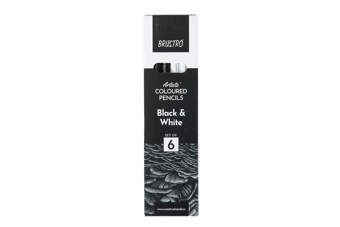 BRUSTRO Artists Coloured Pencils | Black & White | Set of 6 ( 3 Whites and 3 Blacks ) | Ideal for Students and Adults, Color, Sketching, Shading, Drawing, Blending, Mandala Art, School, Office Use