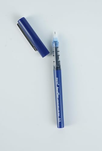 BRUSTRO AeroFlow Liquid Ink Rollerball Pens 0.5 Micro Tip Pack of 12 (Vibrant Blue ink)