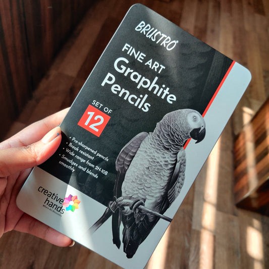 BRUSTRO Artists ’ FINEART Graphite Pencil Set of 12 (10B-2H) with Brustro Artists Sketchbook A6 Size Wiro Bound 116 Pages 160 GSM