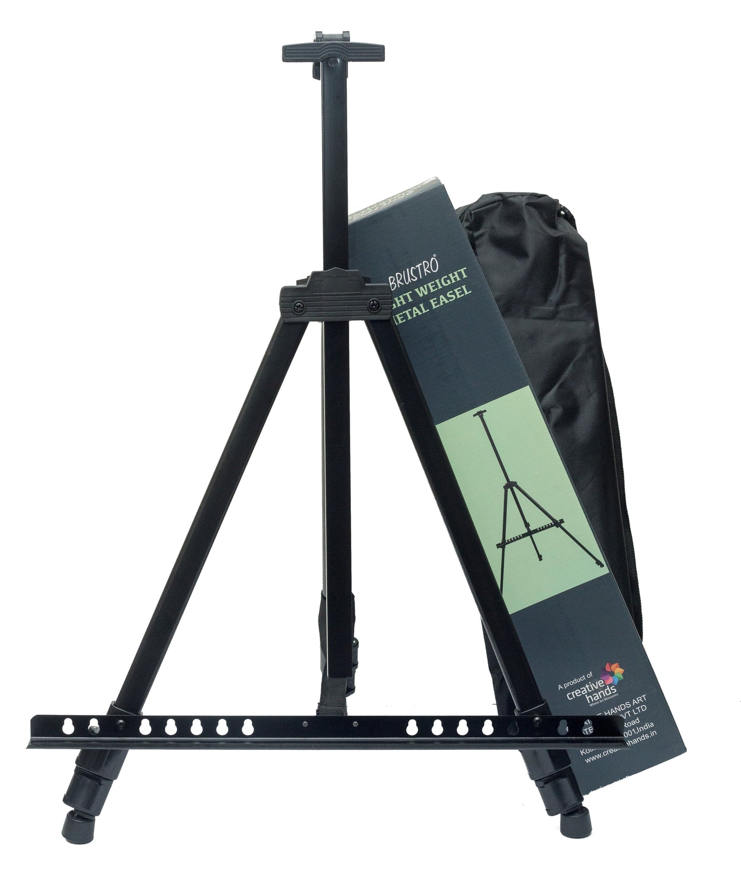 BRUSTRO Artists Lightweight Metal Easel | Holds Canvas from 6" to 32" | Portable, Multifunctional, Foldable, Ideal for Painting Display, field & tabletop with Weatherproof Carry Bag