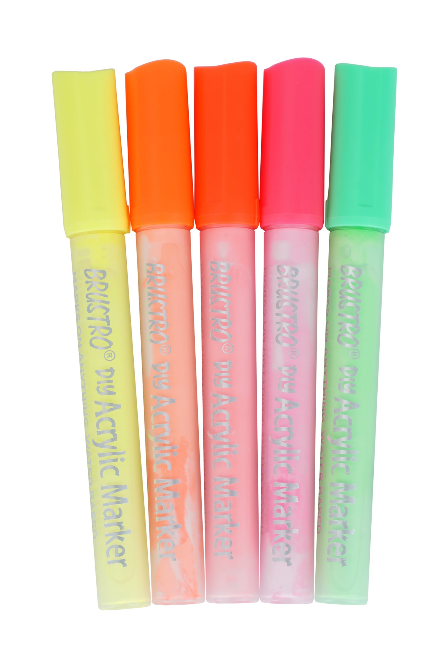 Brustro Acrylic (DIY) Marker Set of 5 (Fluorescent Shades) for Craftworks, School Projects, and Other Presentations