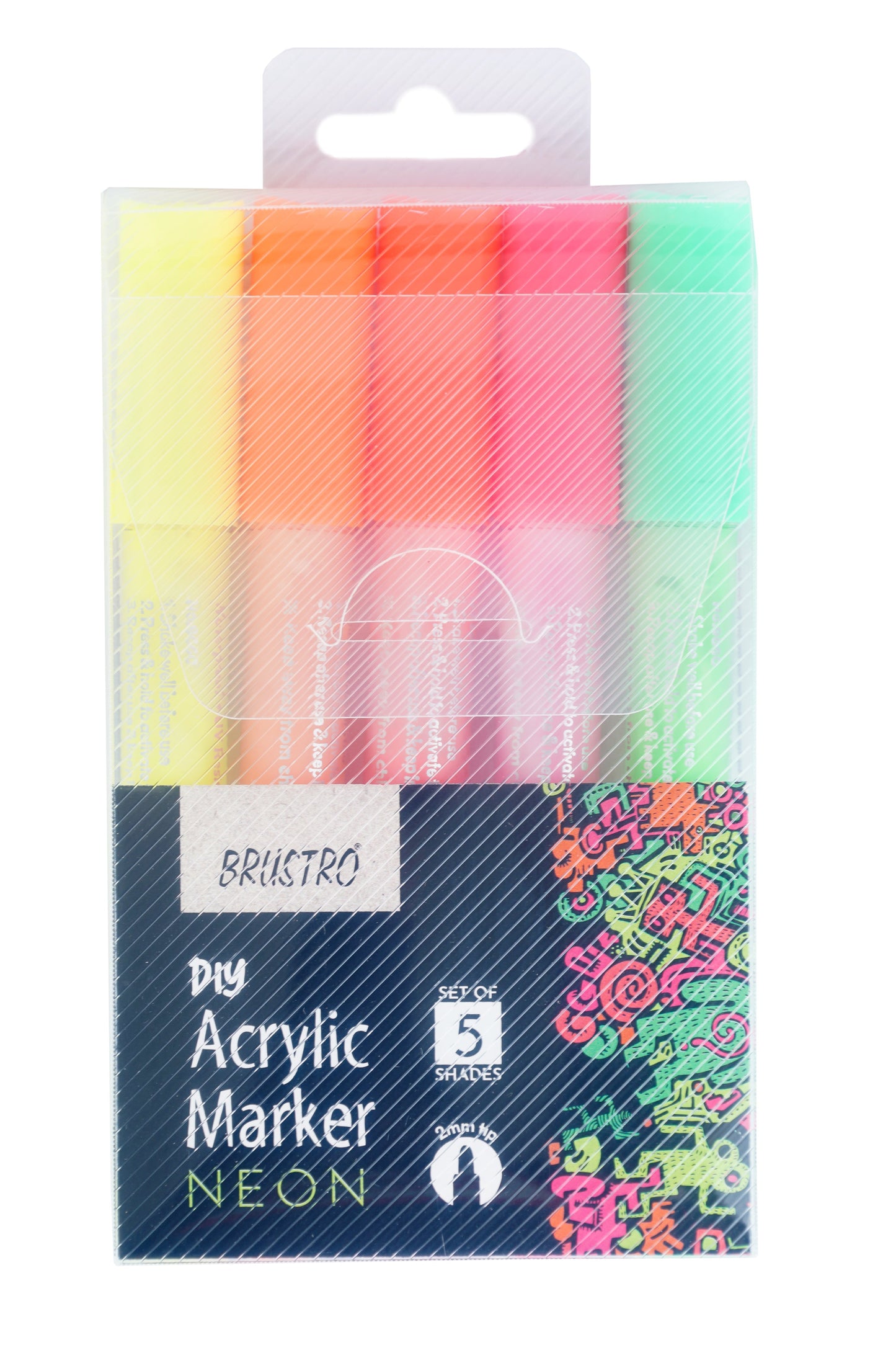 Brustro Acrylic (DIY) Marker Set of 5-Fluroscent Shade with Black Sketchbook