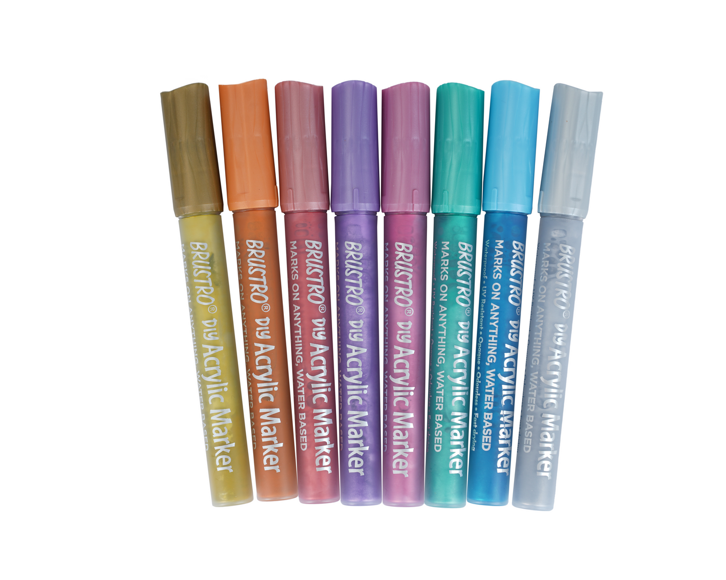 Brustro Acrylic (DIY) Marker Set of 8 (Metallic Shades) for Craftworks, School Projects, and Other Presentations