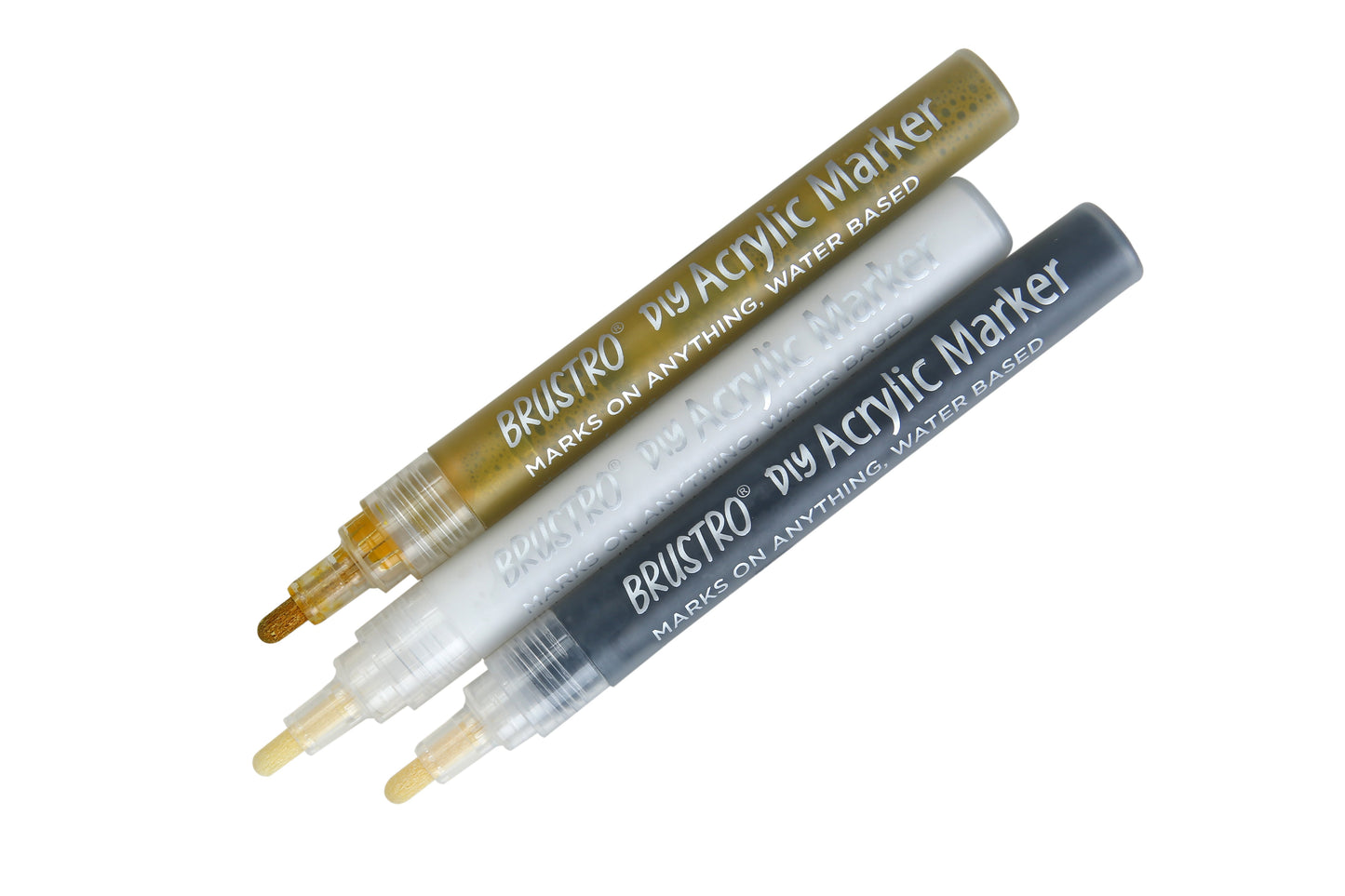 Brustro Acrylic (DIY) Marker Set of 3 - Black, White & Gold