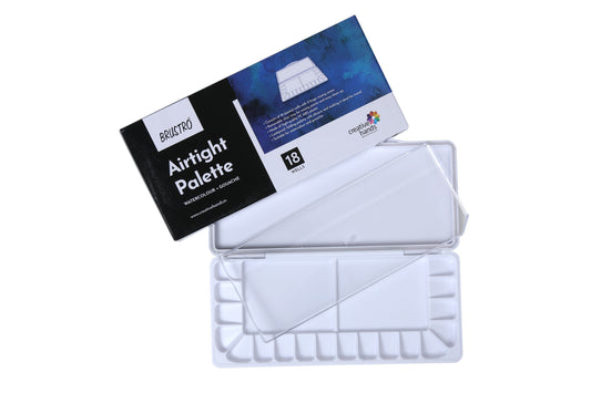 BRUSTRO Artists’ AIRTIGHT Palette 18 Wells with a Removable Clear Tray