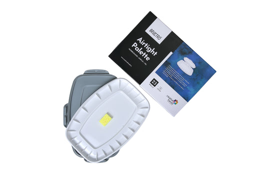 BRUSTRO Artists’ AIRTIGHT Peel-off Palette 23 Wells with Separable Lid made of Nanophase Ceramic (sponge included)